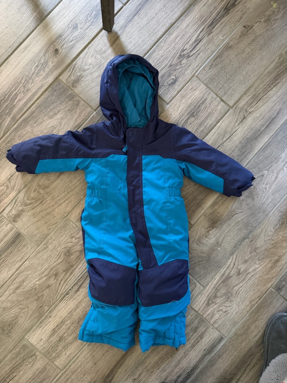 LL Bean Toddler Blue Teal Hooded Snow One-Piece